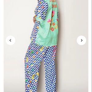 Endless moon “You are loved” blue check print satin set!!